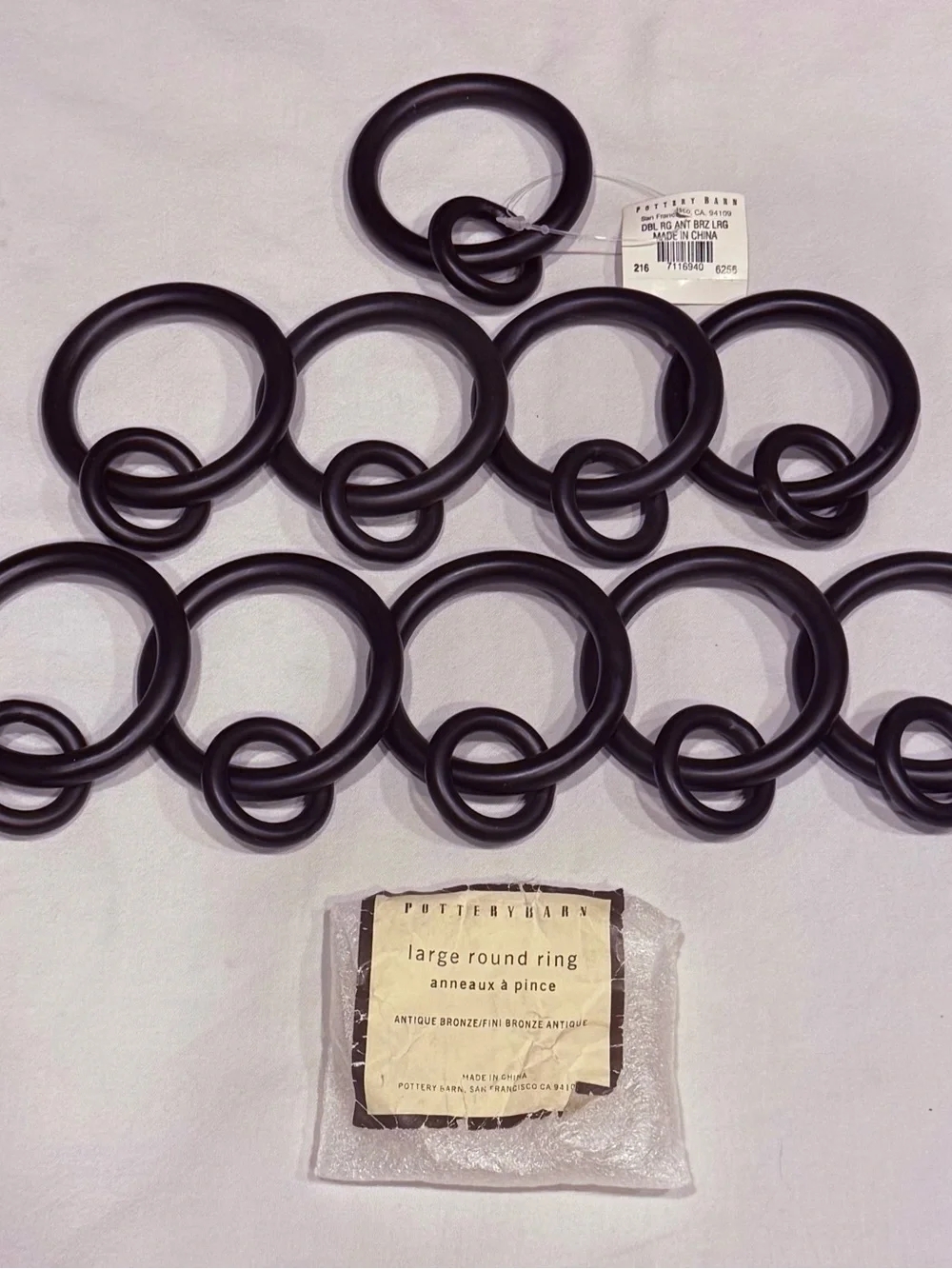 Pottery Barn Quiet-Glide Curtain Rings | Antique Bronze | 4 Sets
